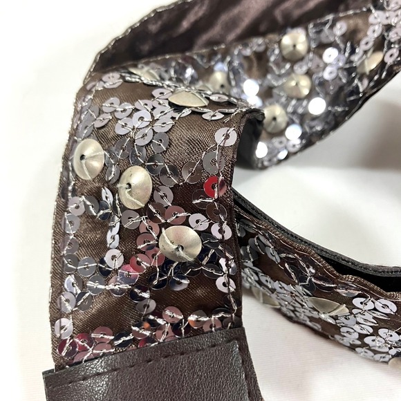 Black Sequin Belt with Ring Buckle Womens Fashion Waist Accessory Boho Festival - Picture 2 of 6